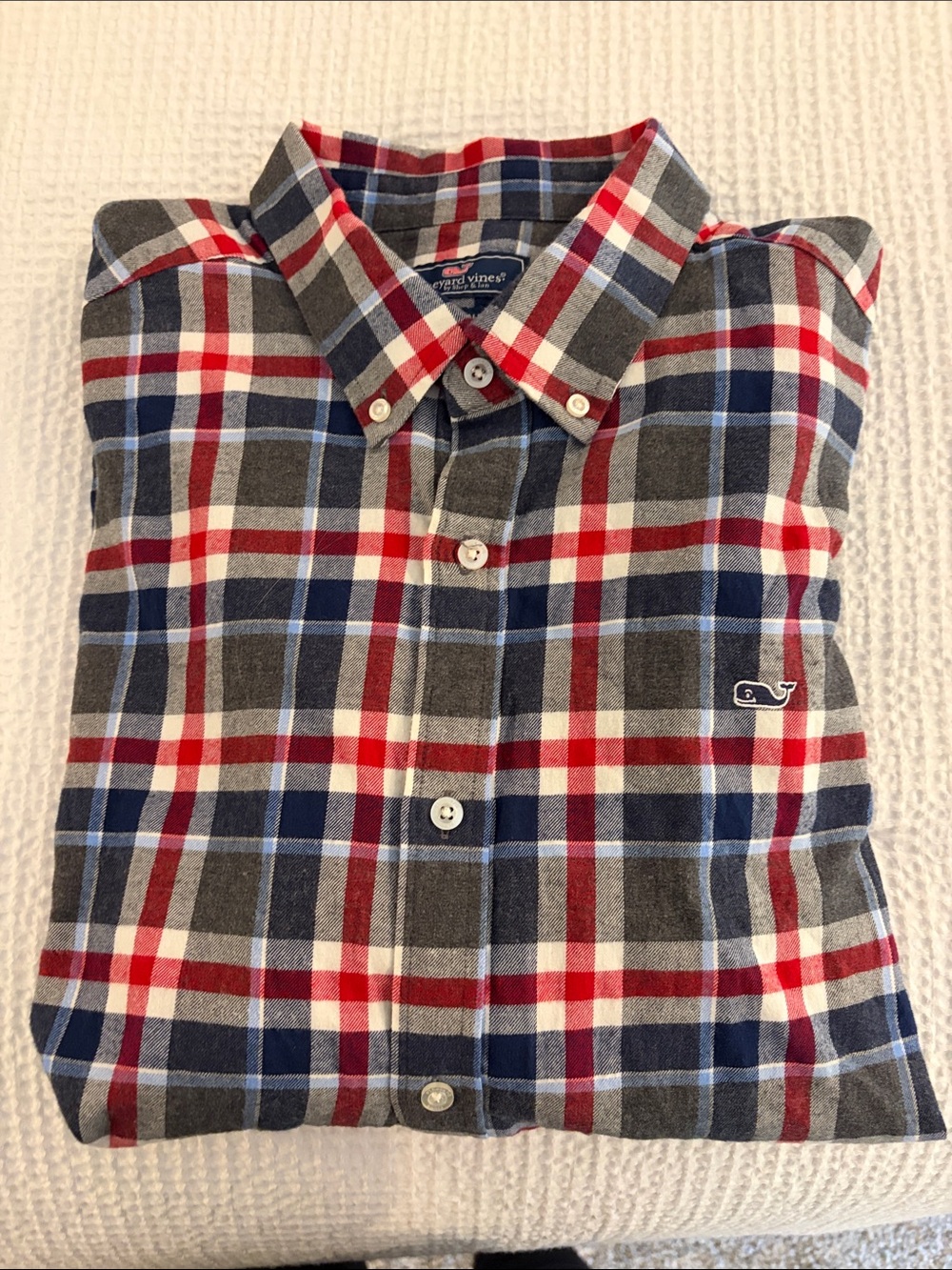 Vineyard Vines Red, Blue & Gray Plaid Button-Down Shirt